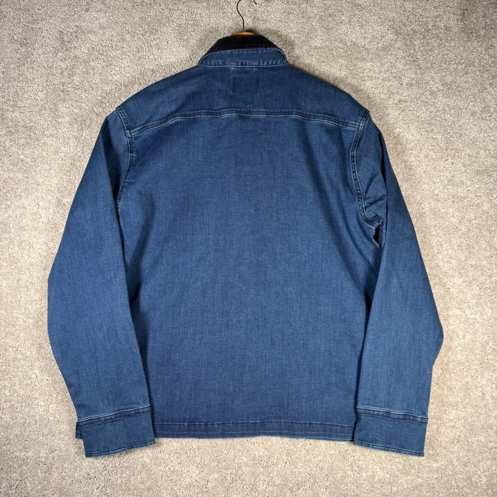 NWT Folk Nelson Men's L Denim Chore Jacket Blue Corduroy Collar Workwear Coat